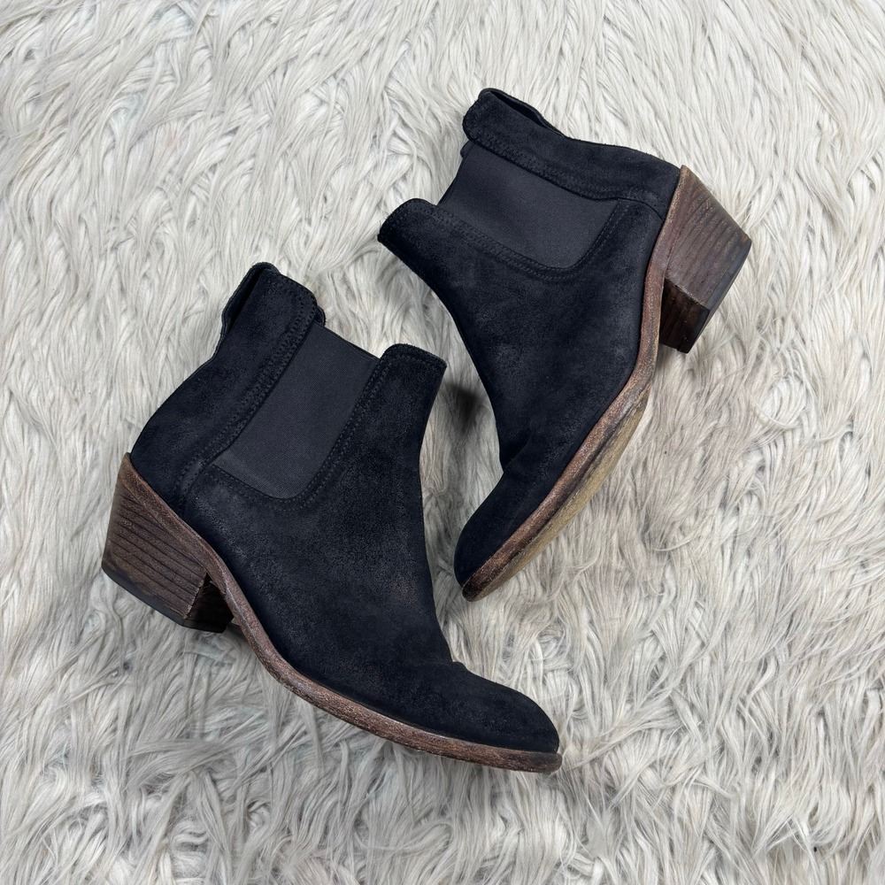 Rag & Bone Women's 36.5 US 6.5 Black Suede Block Heel Chelsea Boots Western Boho